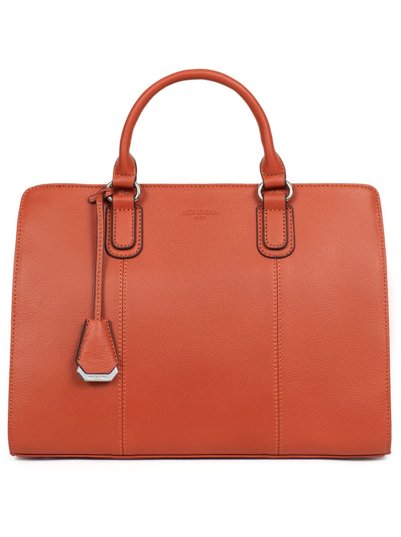 Sac porté main 2 poignées  Cuir CONFORT Orange - Kiabi