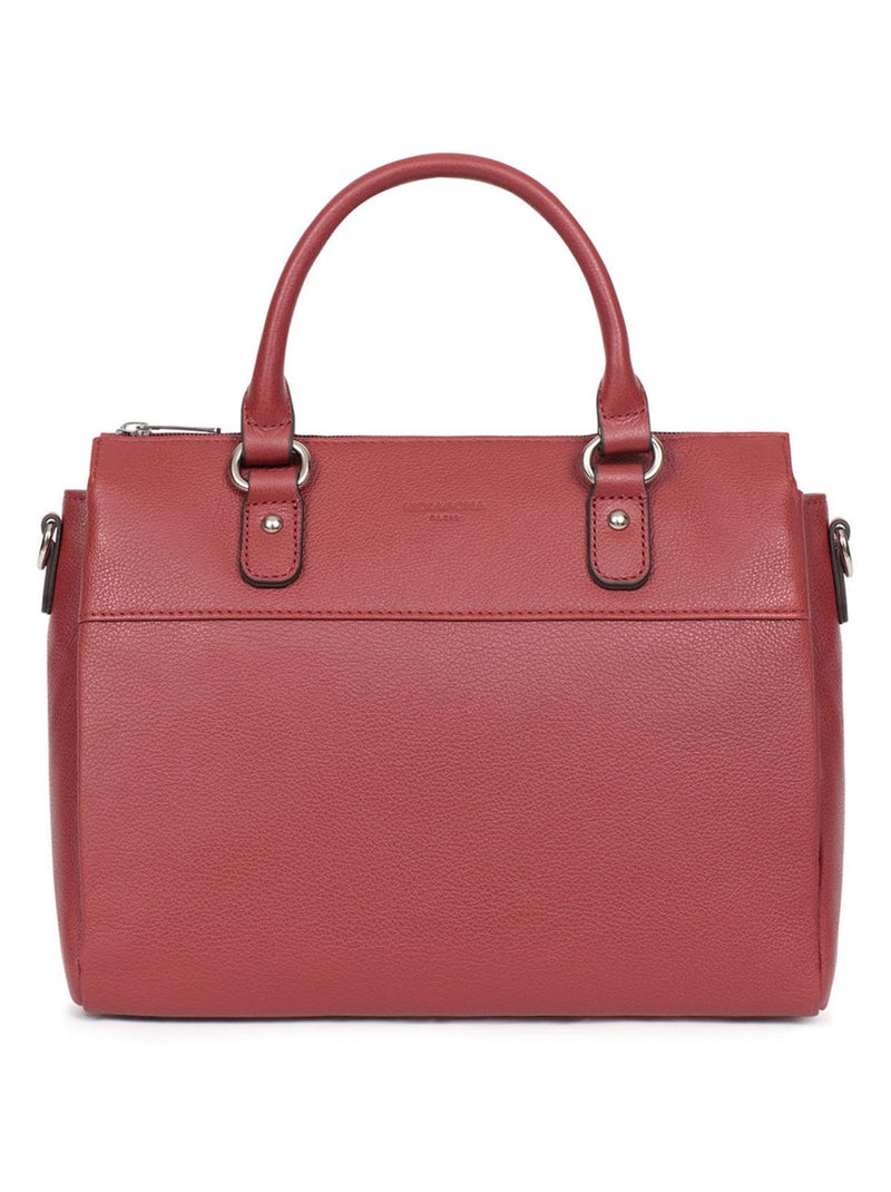 Sac porté main 2 poignées  Cuir CONFORT Rouge foncé - Kiabi