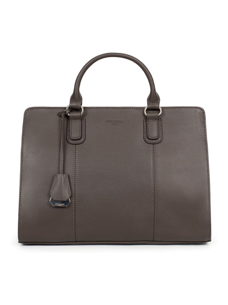 Sac porté main 2 poignées  Cuir CONFORT Taupe - Kiabi