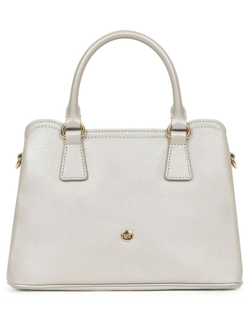 Sac porté main 2 poignées  Cuir LUNA Argent - Kiabi
