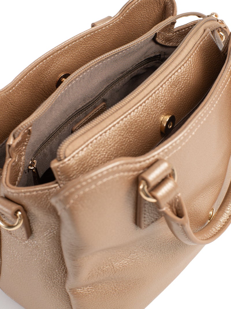 Sac porté main 2 poignées  cuir luna hexagona Doré/or - Kiabi