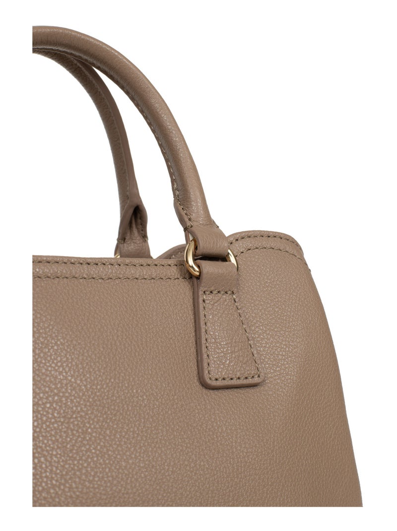 Sac porté main 2 poignées  cuir luna hexagona Marron clair - Kiabi