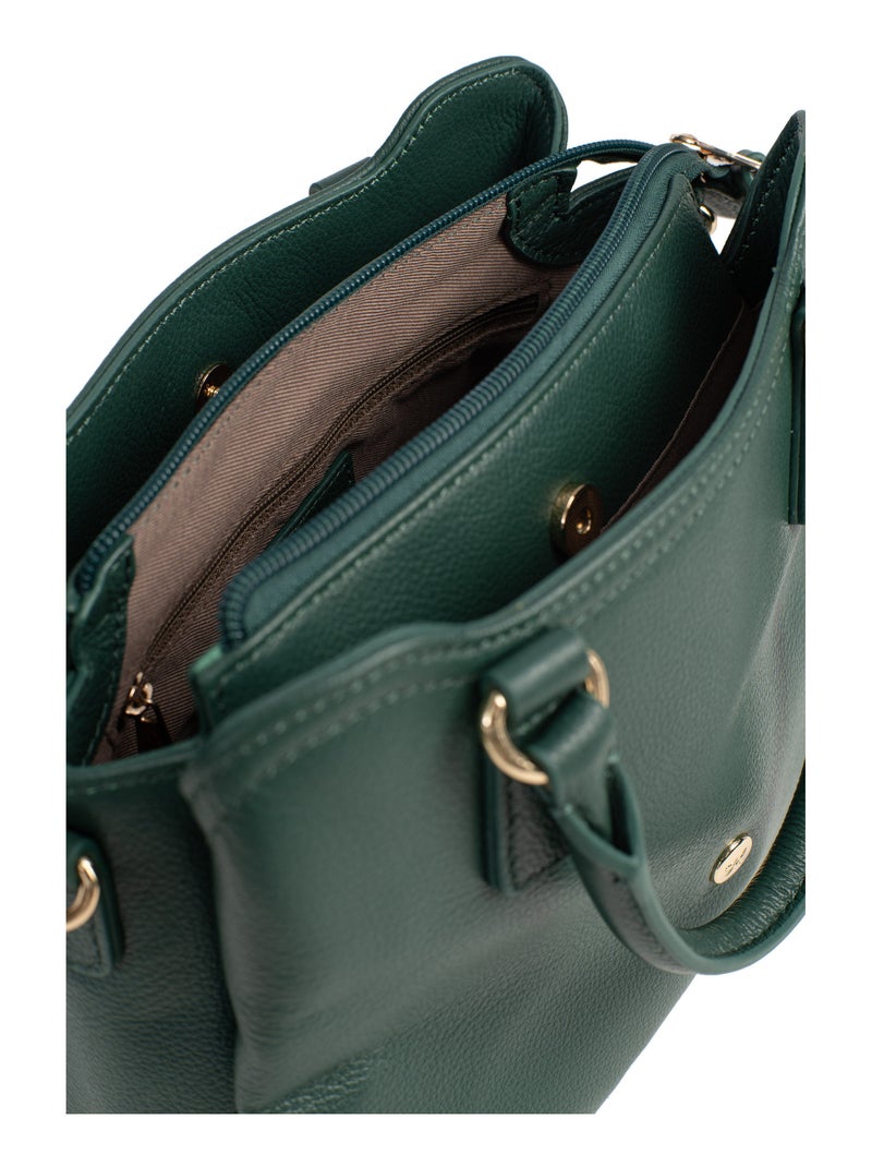 Sac porté main 2 poignées  cuir luna hexagona Vert sapin - Kiabi