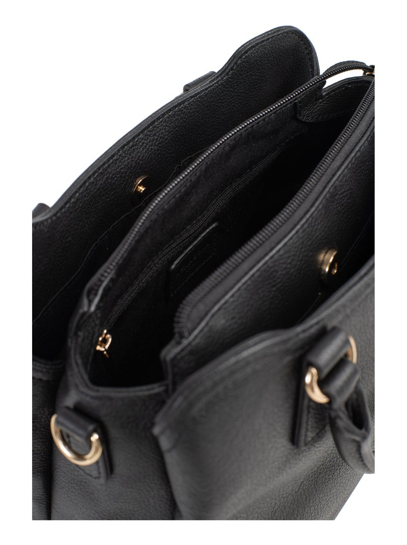 Sac porté main 2 poignées  Cuir LUNA Noir - Kiabi