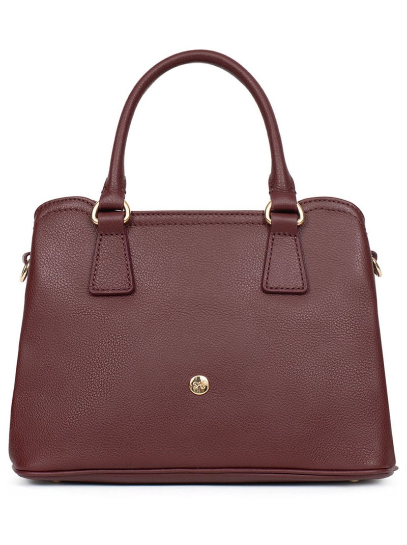 Sac porté main 2 poignées  Cuir LUNA Violet prune - Kiabi