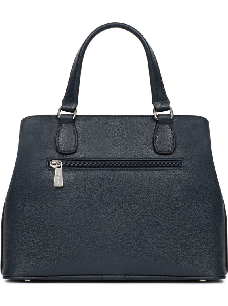 Sac porté main 2 poignées  Cuir MIRABELLE Bleu pétrole - Kiabi
