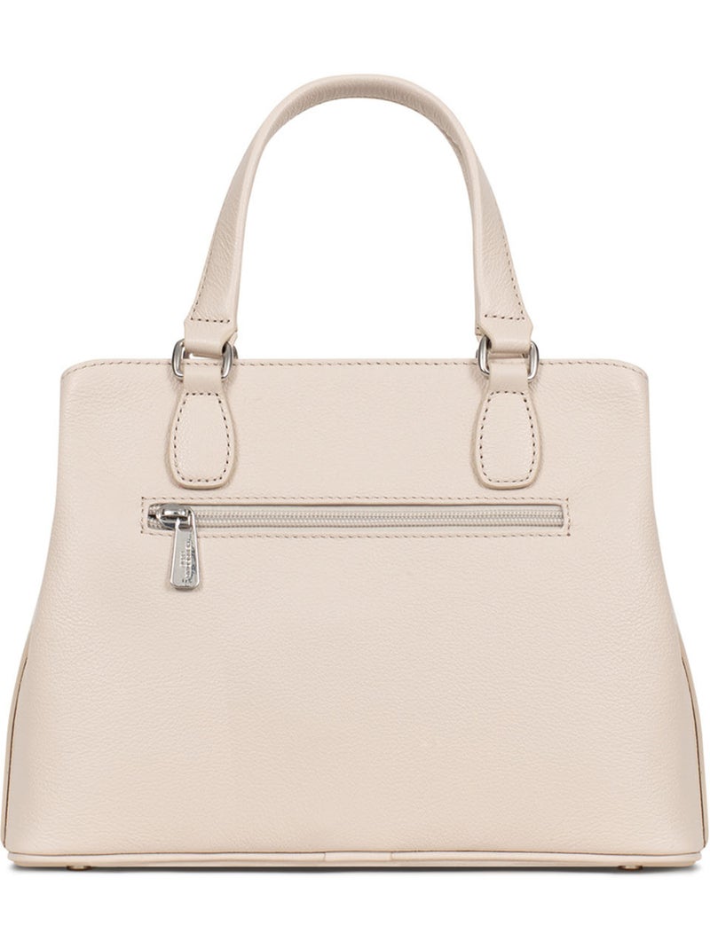 Sac porté main 2 poignées  cuir mirabelle hexagona Ivoire - Kiabi