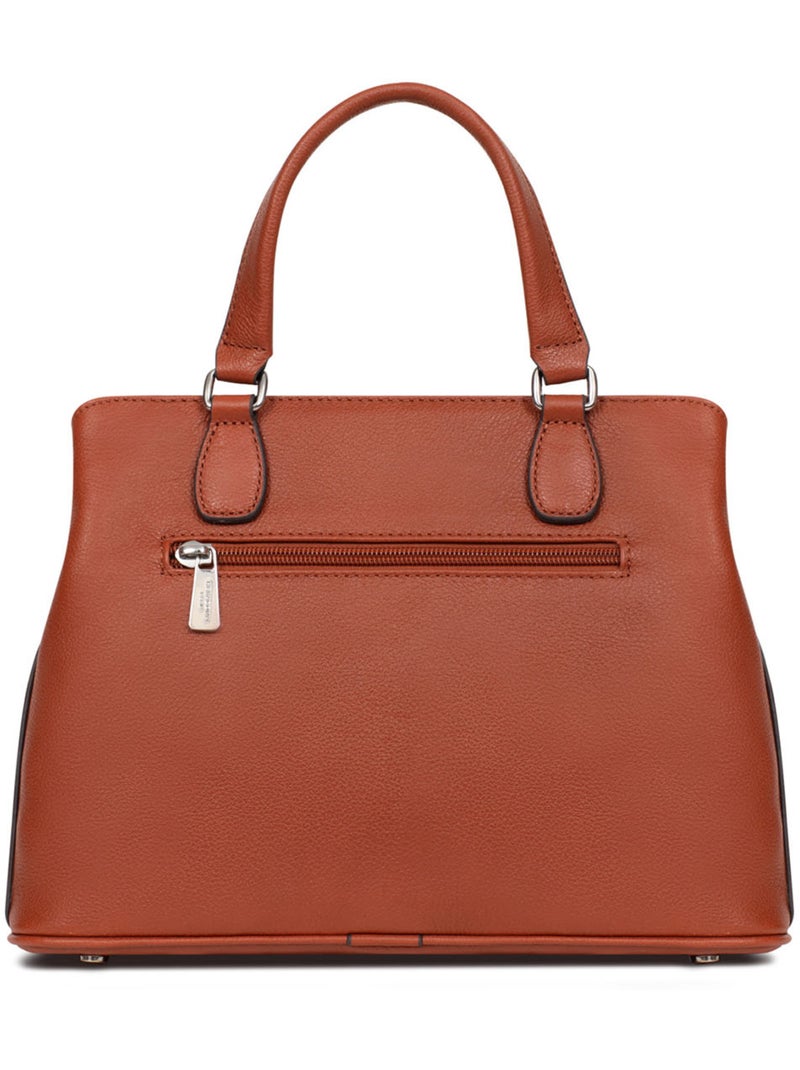 Sac porté main 2 poignées  cuir mirabelle hexagona Marron - Kiabi