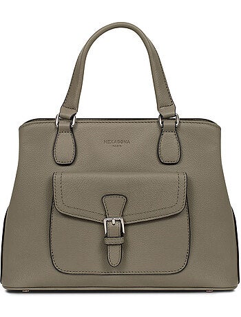 Sac porté main 2 poignées cuir mirabelle hexagona