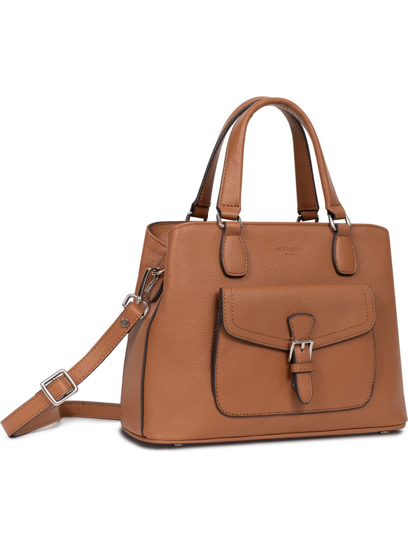 Sac porté main 2 poignées  Cuir MIRABELLE Marron clair - Kiabi