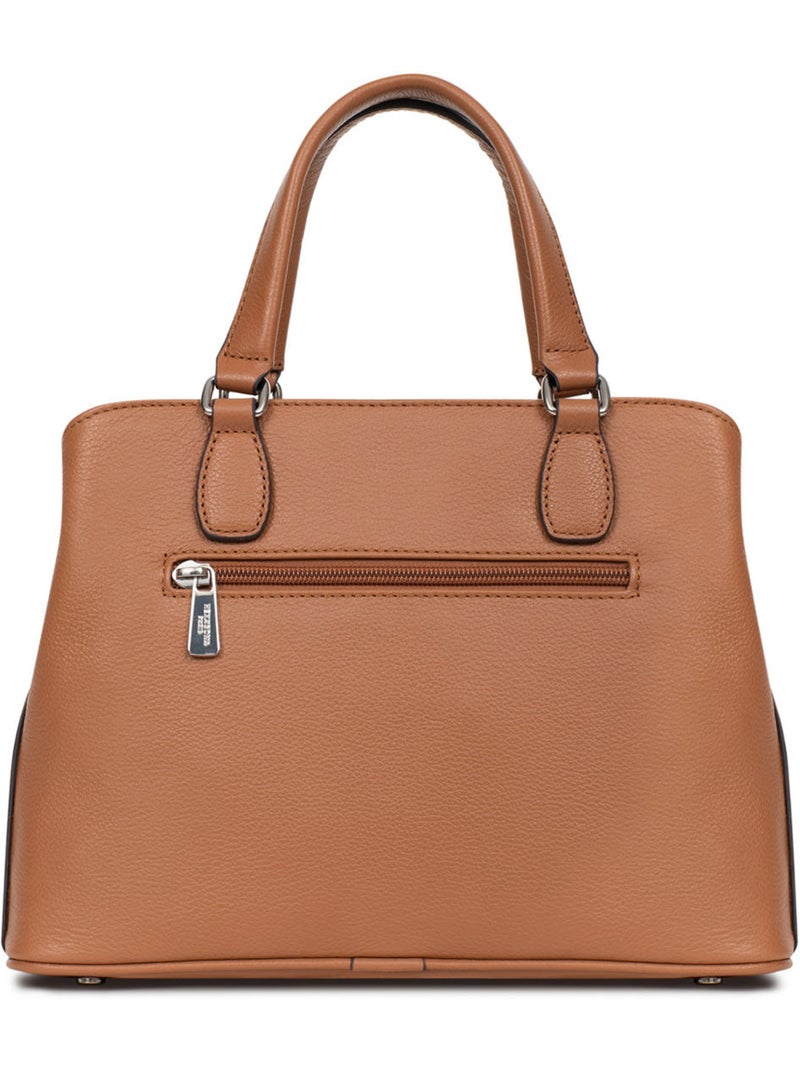 Sac porté main 2 poignées  Cuir MIRABELLE Marron clair - Kiabi