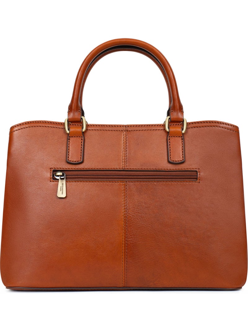 Sac porté main 2 poignées  cuir ondine hexagona Cognac - Kiabi