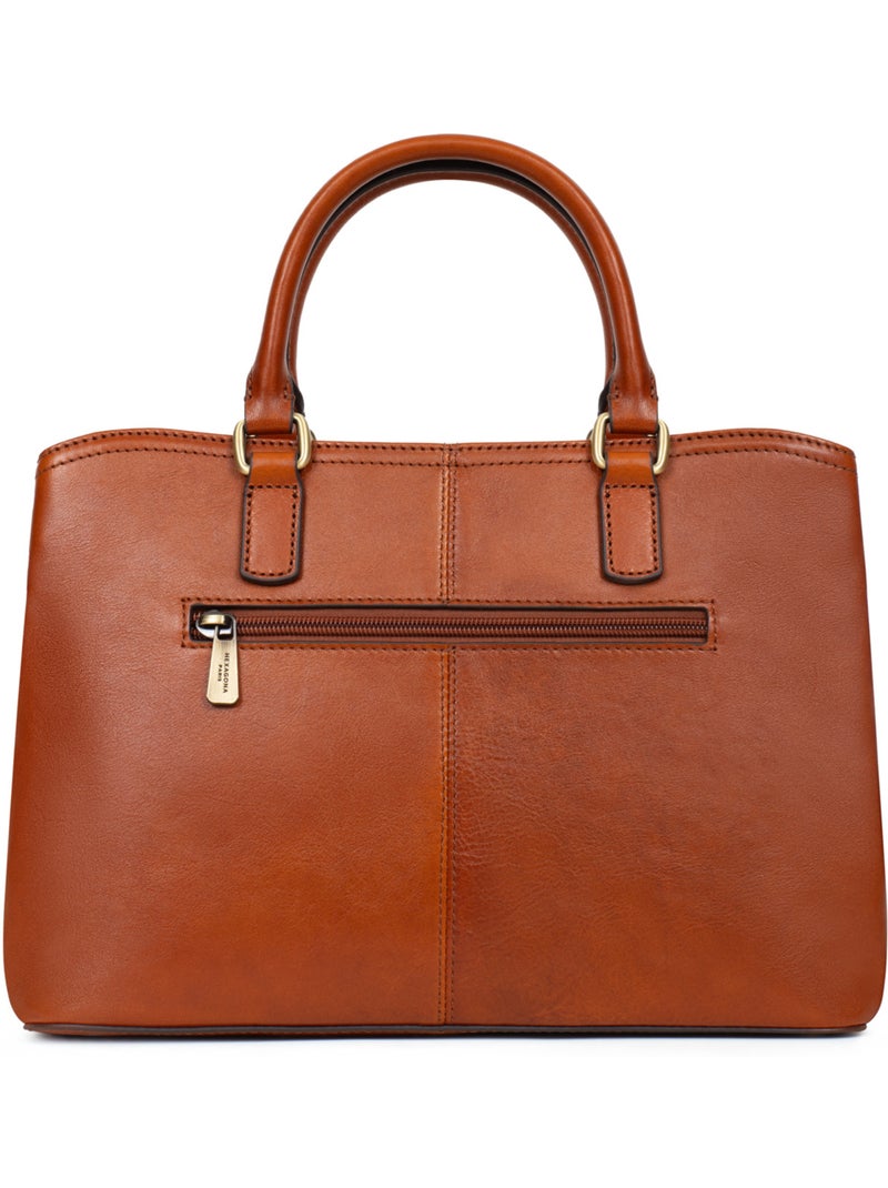 Sac porté main 2 poignées  cuir ondine hexagona Cognac - Kiabi