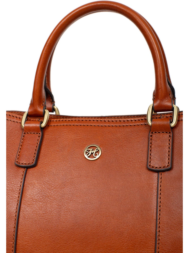 Sac porté main 2 poignées  cuir ondine hexagona Cognac - Kiabi