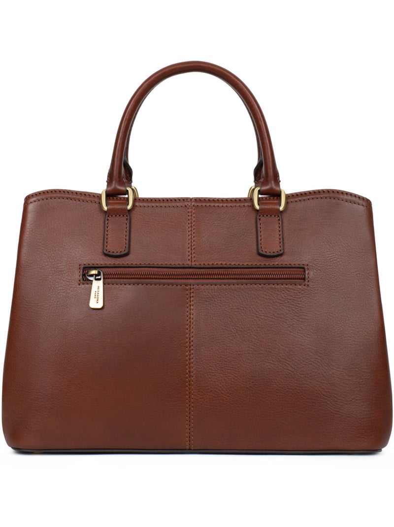 Sac porté main 2 poignées  Cuir ONDINE Marron - Kiabi