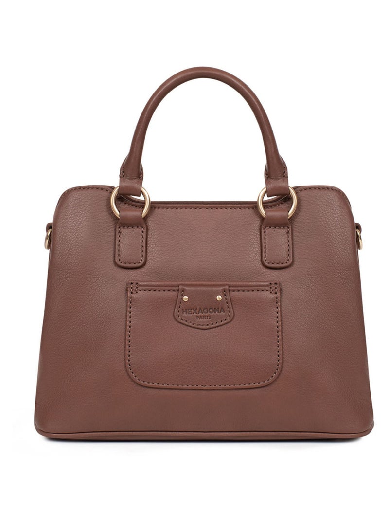 Sac porté main 2 poignées  Cuir PRALINE Marron foncé - Kiabi