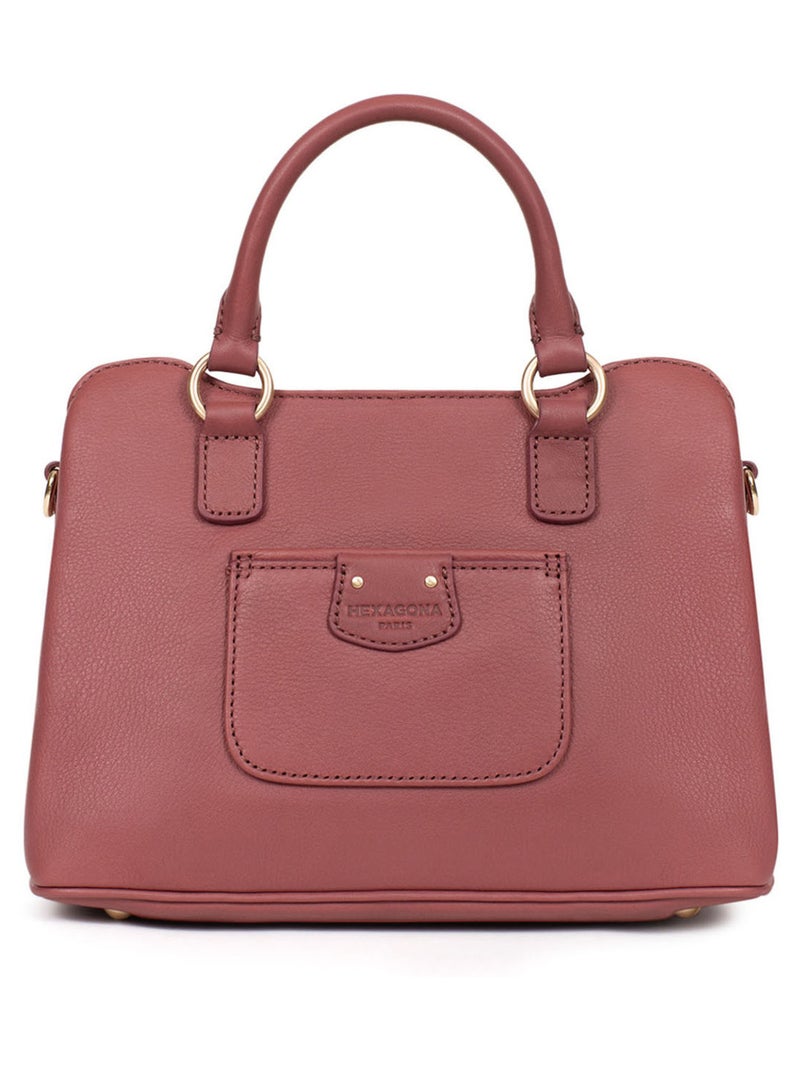 Sac porté main 2 poignées  Cuir PRALINE Violet prune - Kiabi