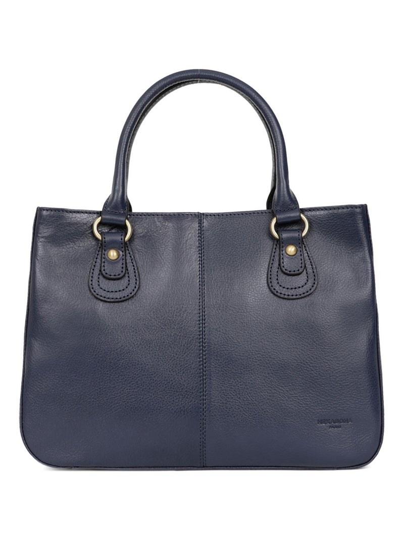 Sac porté main 2 poignées  Cuir RÉPUBLIQUE Bleu marine - Kiabi