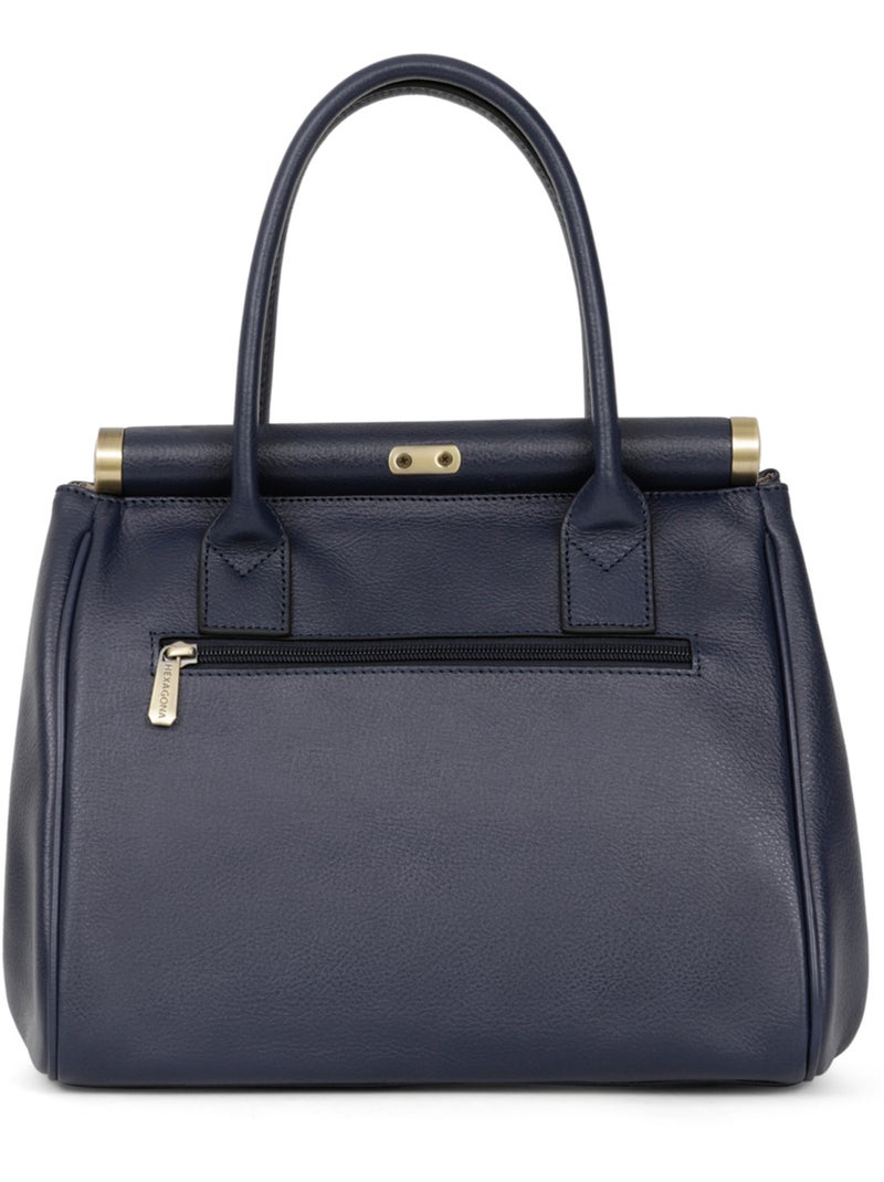 Sac porté main 2 poignées  Cuir RÉPUBLIQUE Bleu marine - Kiabi