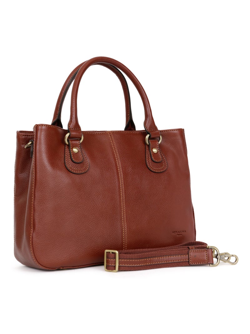 Sac porté main 2 poignées  cuir république hexagona Marron - Kiabi