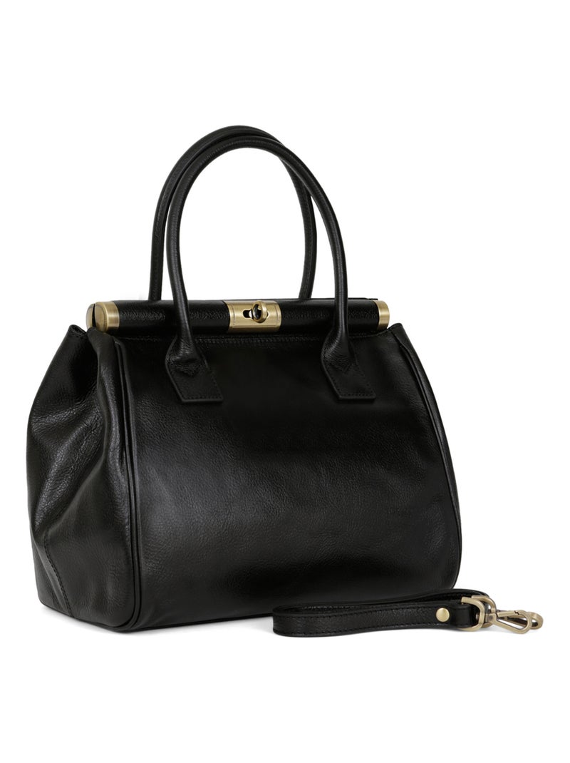 Sac porté main 2 poignées  cuir république hexagona Noir - Kiabi