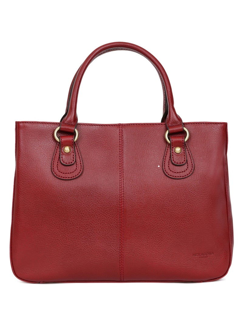 Sac porté main 2 poignées  Cuir RÉPUBLIQUE Rouge carmin - Kiabi