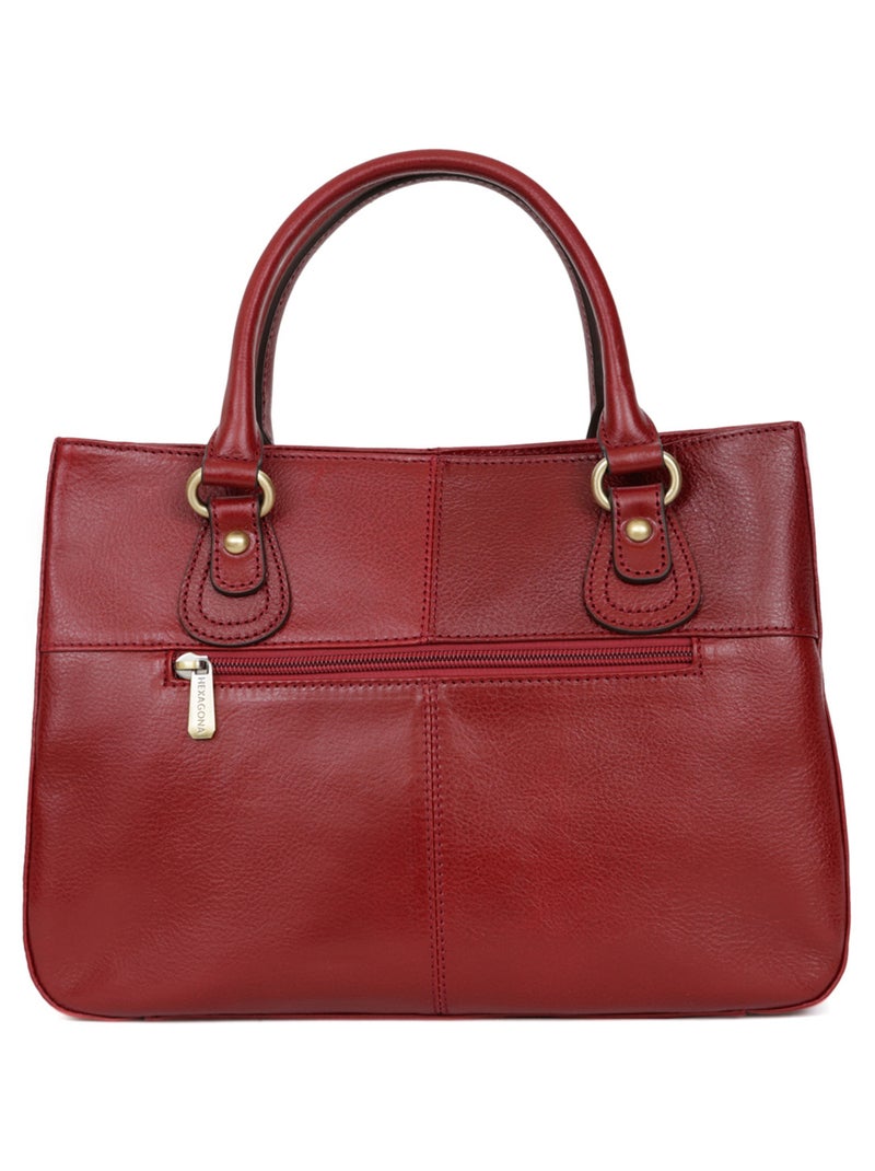 Sac porté main 2 poignées  Cuir RÉPUBLIQUE Rouge carmin - Kiabi