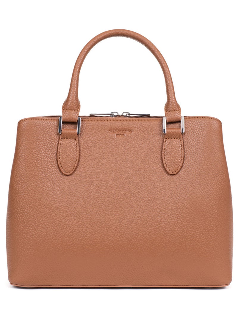 Sac porté main 2 poignées MADRID Marron clair - Kiabi