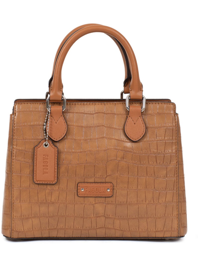 Sac porté main 2 poignées Véra Femme Marron noisette - Kiabi