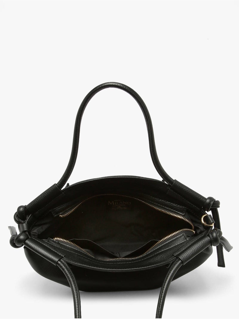 Sac porté main caviar cuir milano cuir de vachette Noir Noir - Kiabi