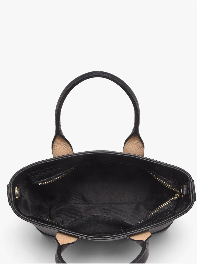 Sac porté main caviar cuir milano cuir de vachette Noir Noir - Kiabi