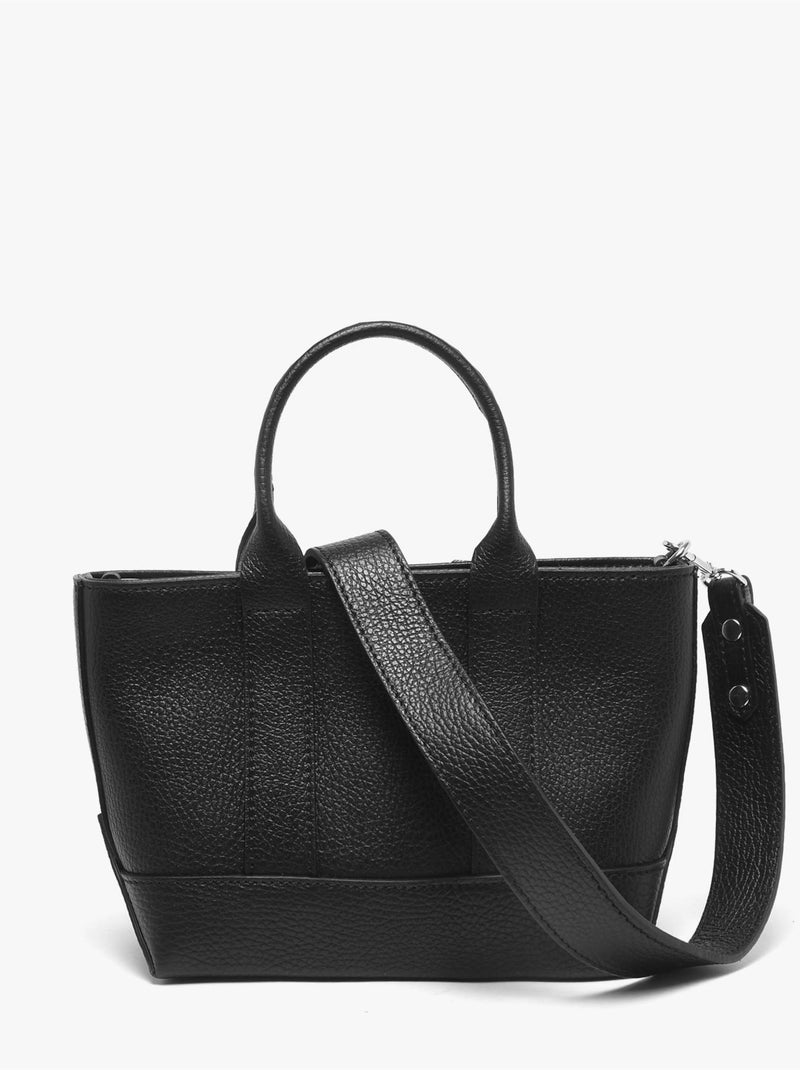 Sac porté main caviar cuir milano cuir de vachette Noir Noir - Kiabi