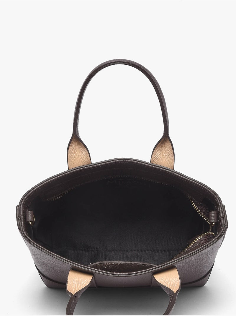 Sac porté main caviar cuir milano cuir de vachette Noir Rouge Noir - Kiabi