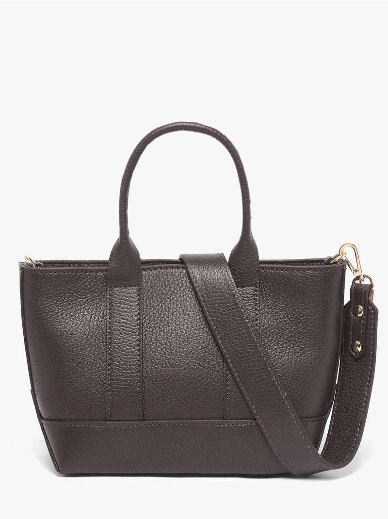 Sac porté main caviar cuir milano cuir de vachette Noir Rouge Noir - Kiabi