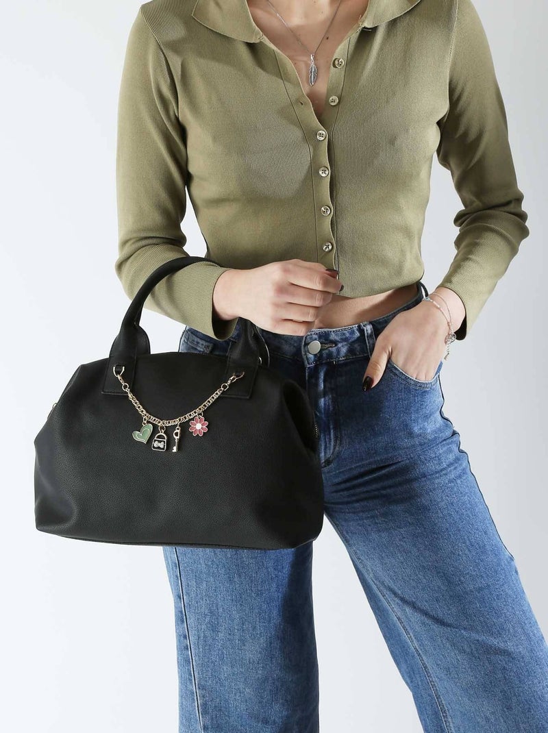 Sac Porté Main Girly Torrow Toile Enduite Noir - Kiabi