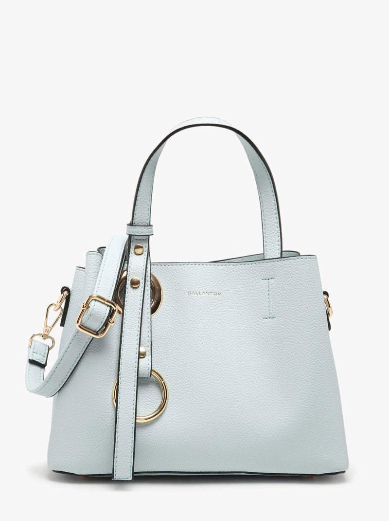Sac Porté Main Grained Miniprix Toile Enduite Bleu clair - Kiabi