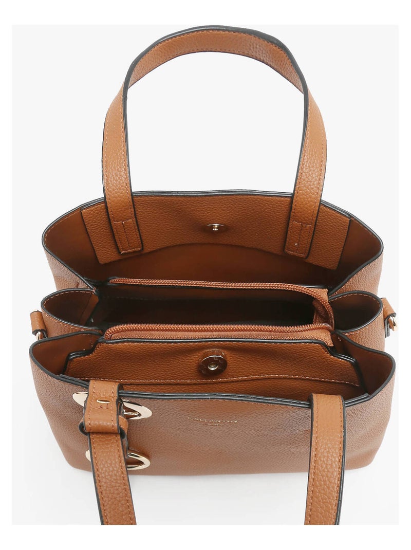 Sac Porté Main Grained Miniprix Toile Enduite Marron - Kiabi
