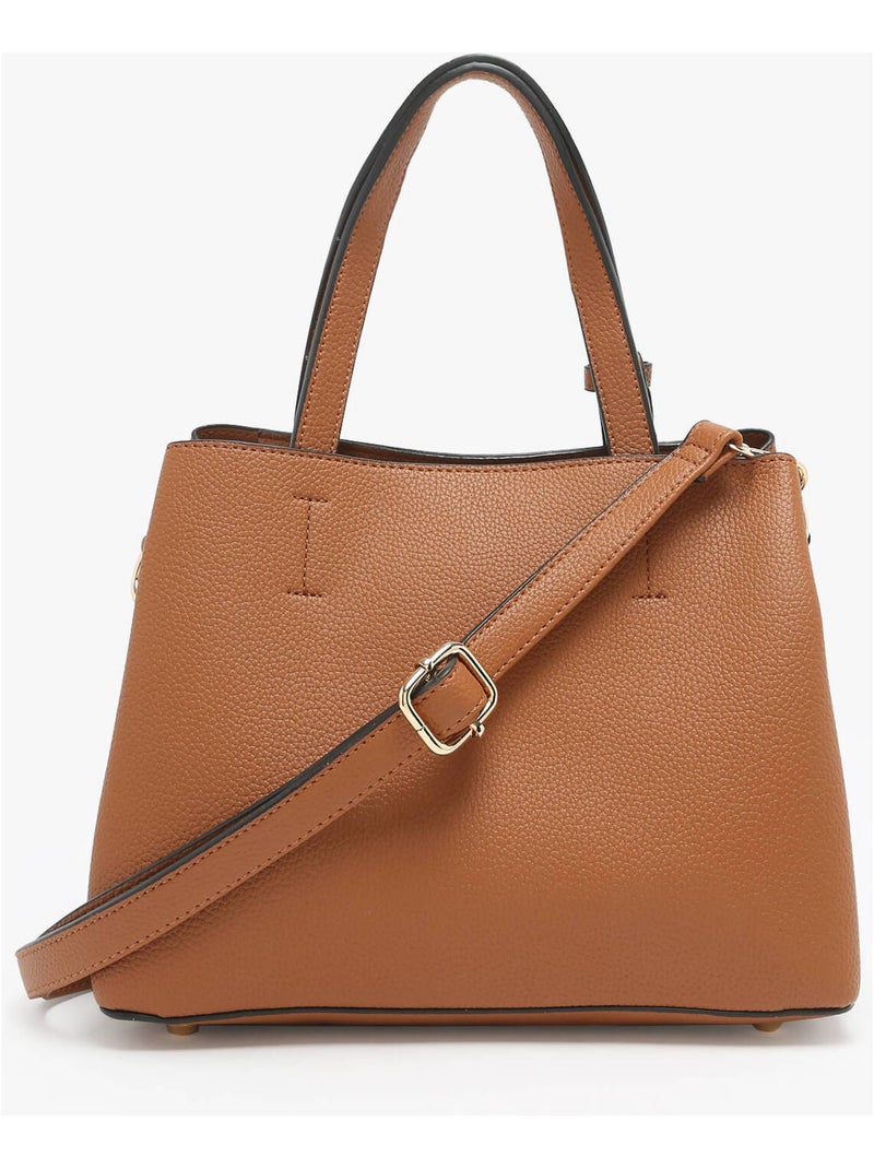 Sac Porté Main Grained Miniprix Toile Enduite Marron - Kiabi