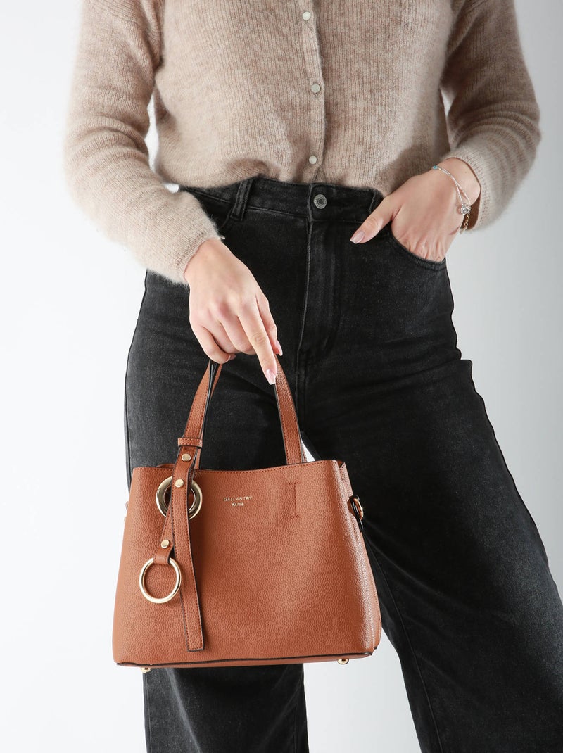 Sac Porté Main Grained Miniprix Toile Enduite Marron - Kiabi