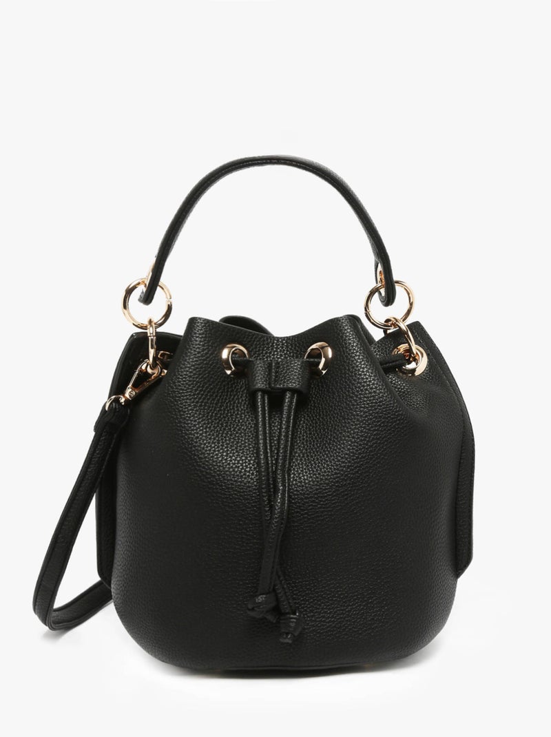 Sac Porté Main Grained Miniprix Toile Enduite Noir - Kiabi