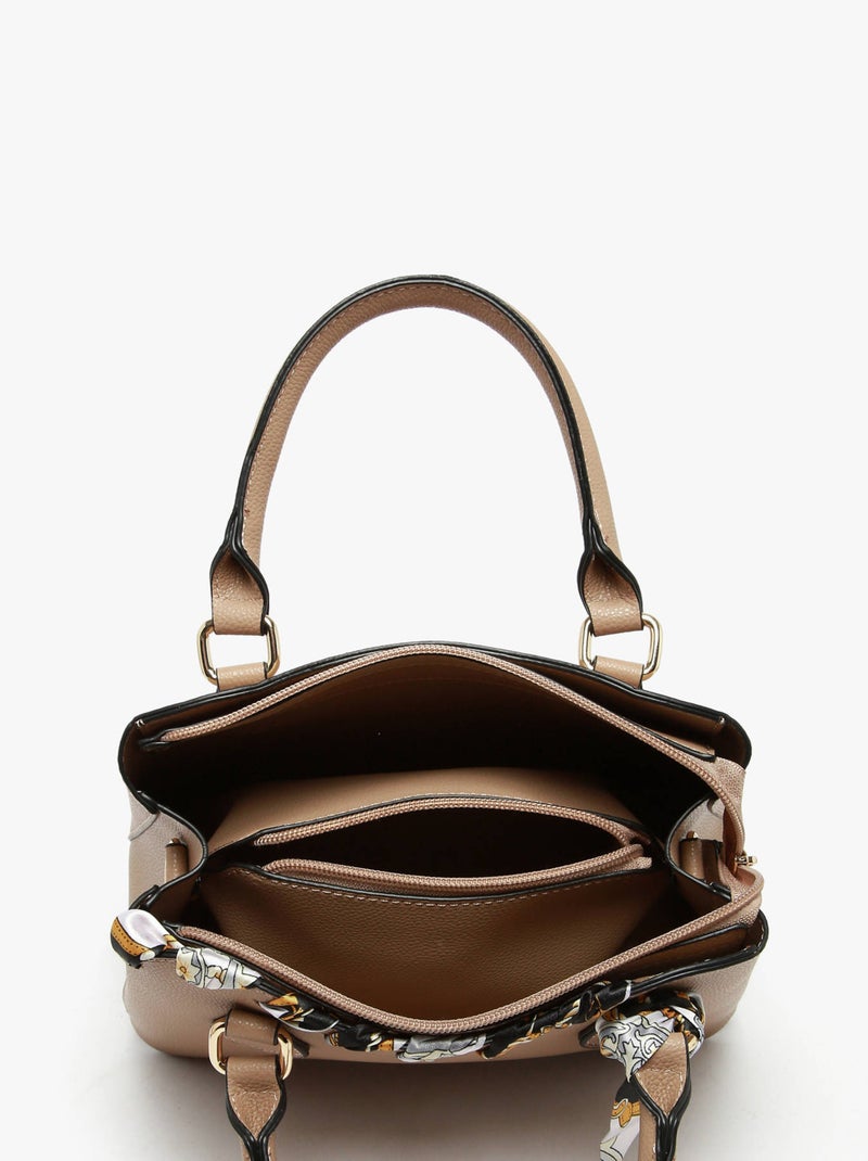 Sac Porté Main Grained Miniprix Toile Enduite Taupe - Kiabi