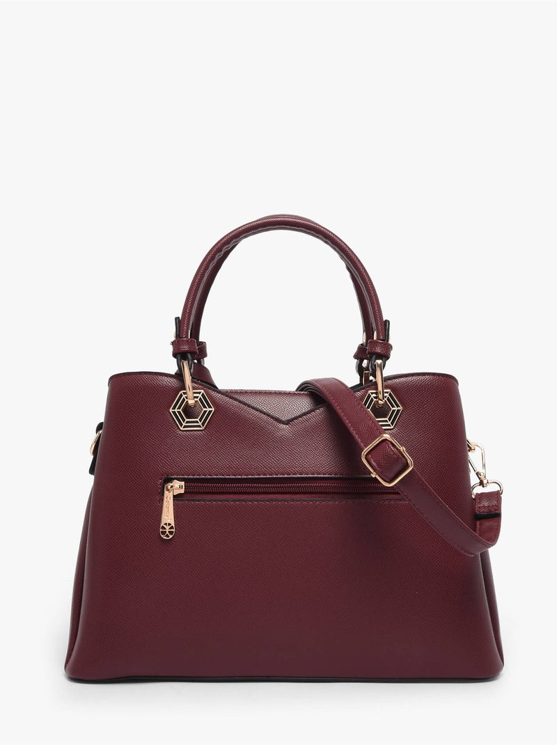Sac porté main saffiano gallantry toile enduite Marron tabac - Kiabi