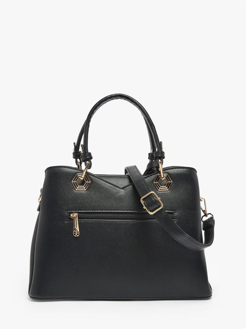 Sac porté main saffiano gallantry toile enduite Noir - Kiabi