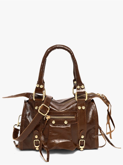 Sac porté main shiny sauvage cuir milano cuir de vachette - Kiabi