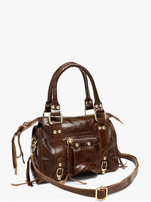 Sac porté main shiny sauvage cuir milano cuir de vachette - Kiabi