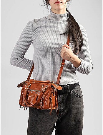 Sac porté main shiny sauvage cuir milano cuir de vachette