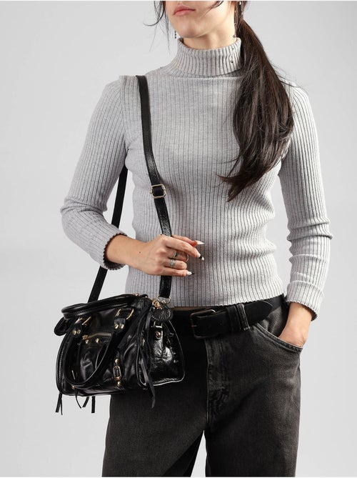 Sac porté main shiny sauvage cuir milano cuir de vachette - Kiabi