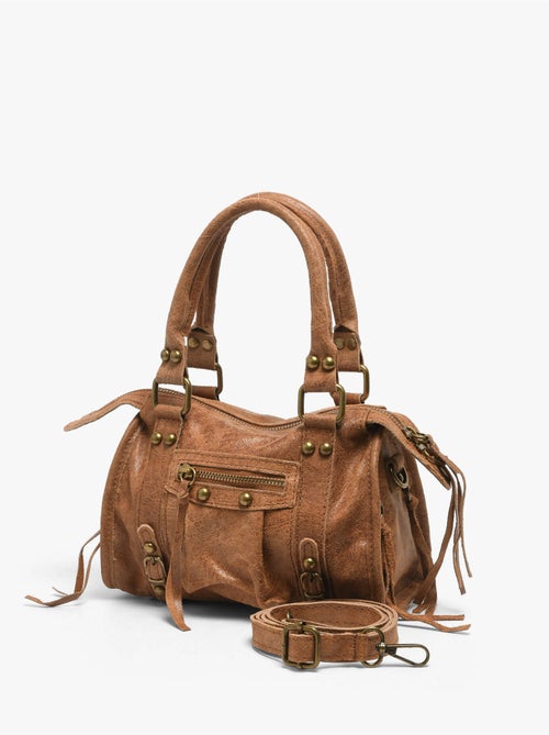 Sac porté main spazzolato cuir milano cuir de vachette - Kiabi