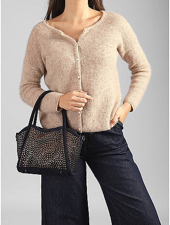 Sac porté main studs mandoline toile enduite