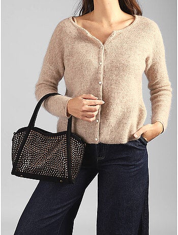 Sac porté main studs mandoline toile enduite